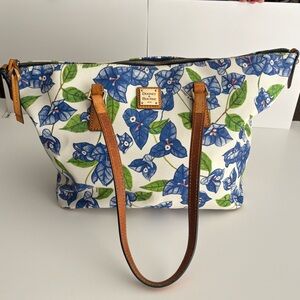 Dooney & Bourke Blue Floral Coated Canvas Shopper Tote Bag
